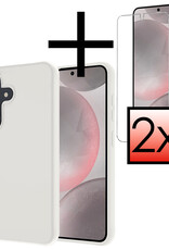 NoXx Hoes Geschikt voor Samsung S24 Hoesje Cover Siliconen Back Case Hoes Met 2x Screenprotector - Wit