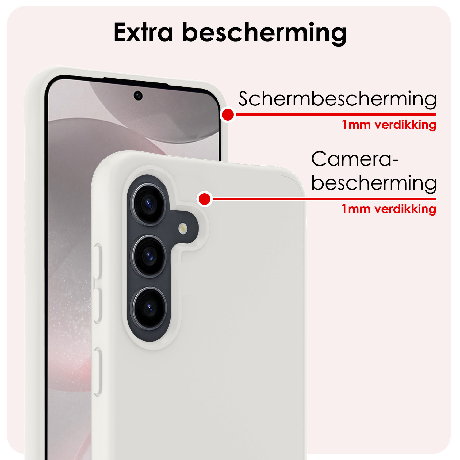 NoXx Hoes Geschikt voor Samsung S24 Hoesje Cover Siliconen Back Case Hoes Met 2x Screenprotector - Wit