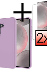 NoXx Hoes Geschikt voor Samsung S24 Hoesje Cover Siliconen Back Case Hoes Met 2x Screenprotector - Lila