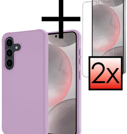 NoXx NoXx Samsung Galaxy S24 Hoesje Siliconen Met 2x Screenprotector - Lila