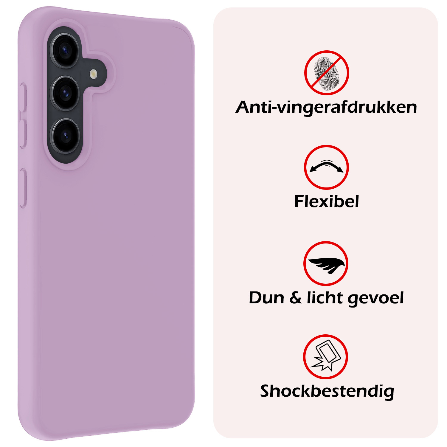 NoXx Hoes Geschikt voor Samsung S24 Hoesje Cover Siliconen Back Case Hoes Met 2x Screenprotector - Lila