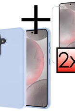 NoXx Hoes Geschikt voor Samsung S24 Hoesje Cover Siliconen Back Case Hoes Met 2x Screenprotector - Lichtblauw