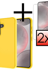 NoXx Hoes Geschikt voor Samsung S24 Hoesje Cover Siliconen Back Case Hoes Met 2x Screenprotector - Geel