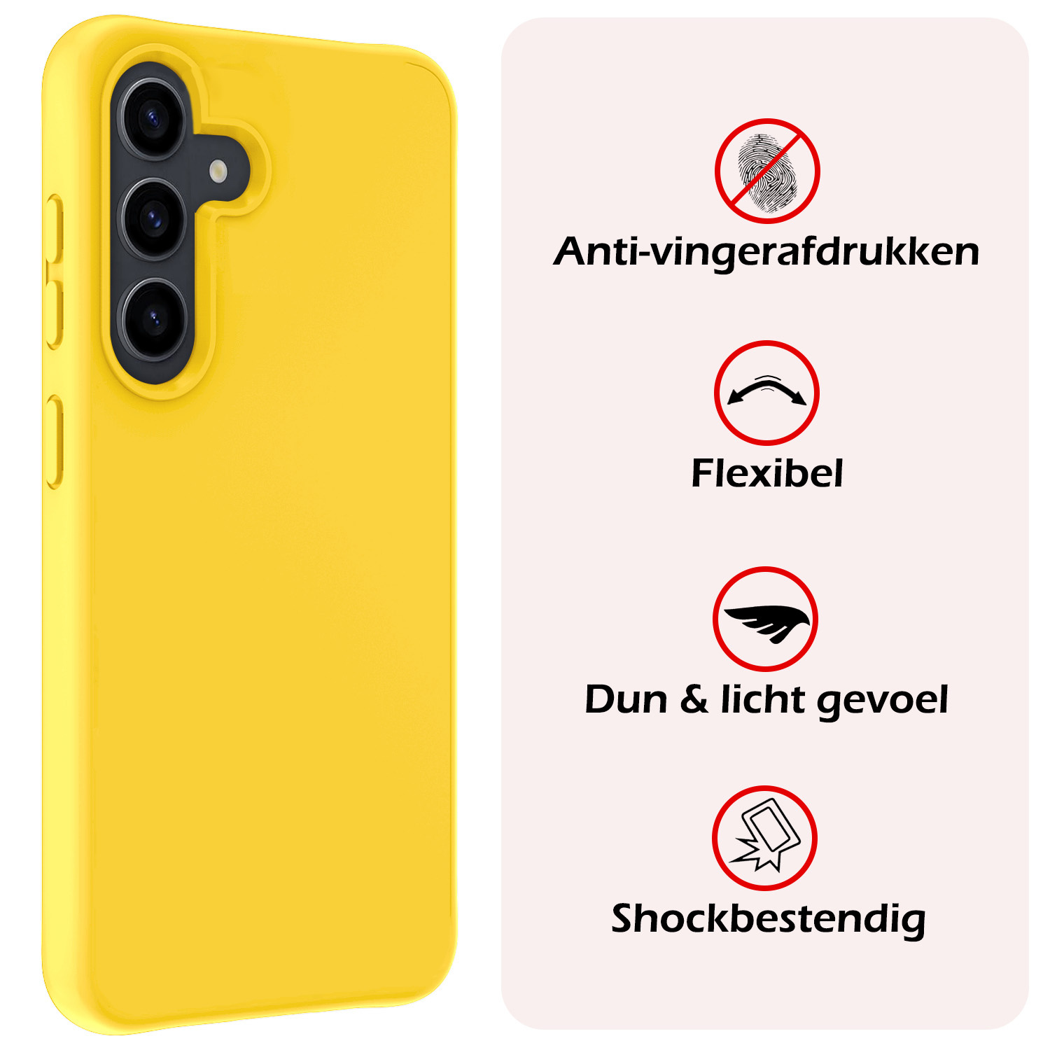 NoXx Hoes Geschikt voor Samsung S24 Hoesje Cover Siliconen Back Case Hoes Met 2x Screenprotector - Geel