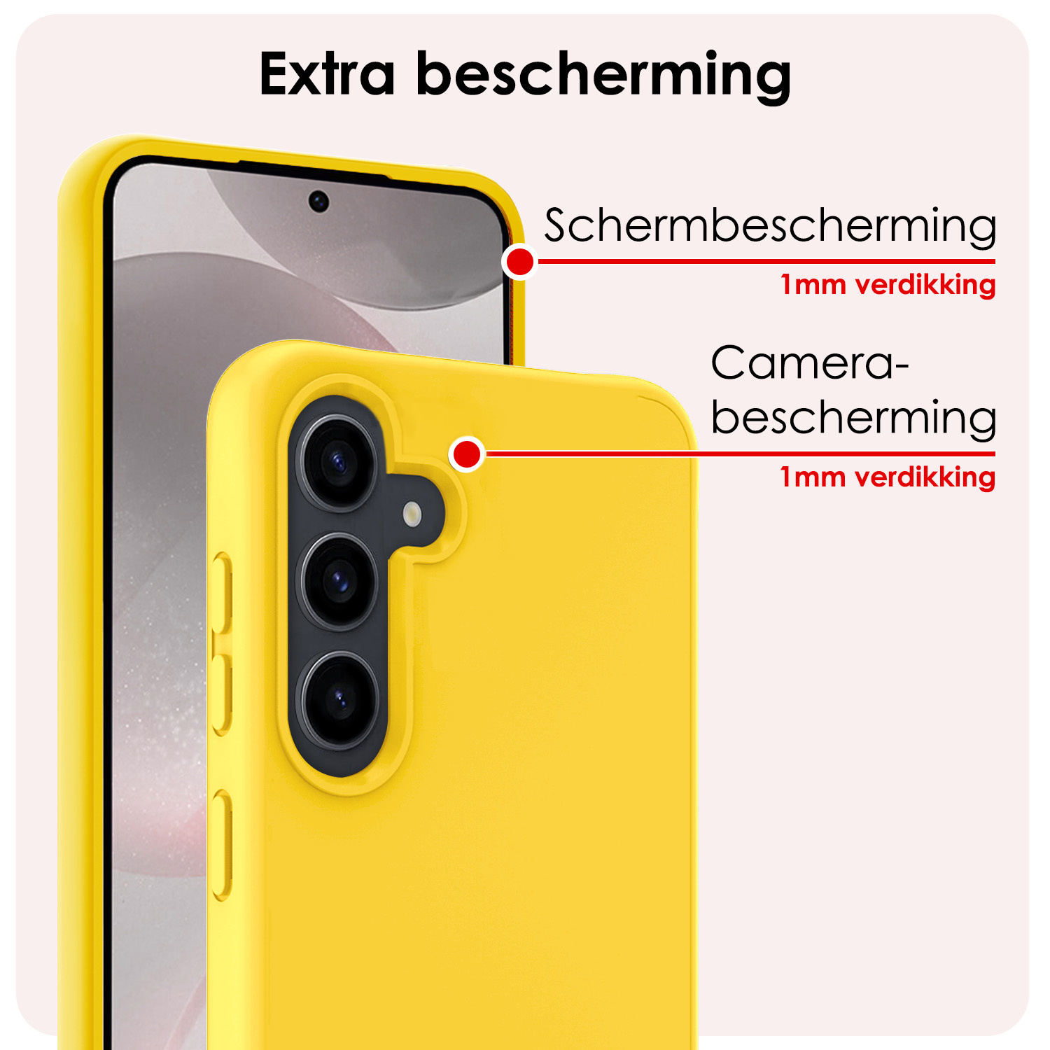 NoXx Hoes Geschikt voor Samsung S24 Hoesje Cover Siliconen Back Case Hoes Met 2x Screenprotector - Geel