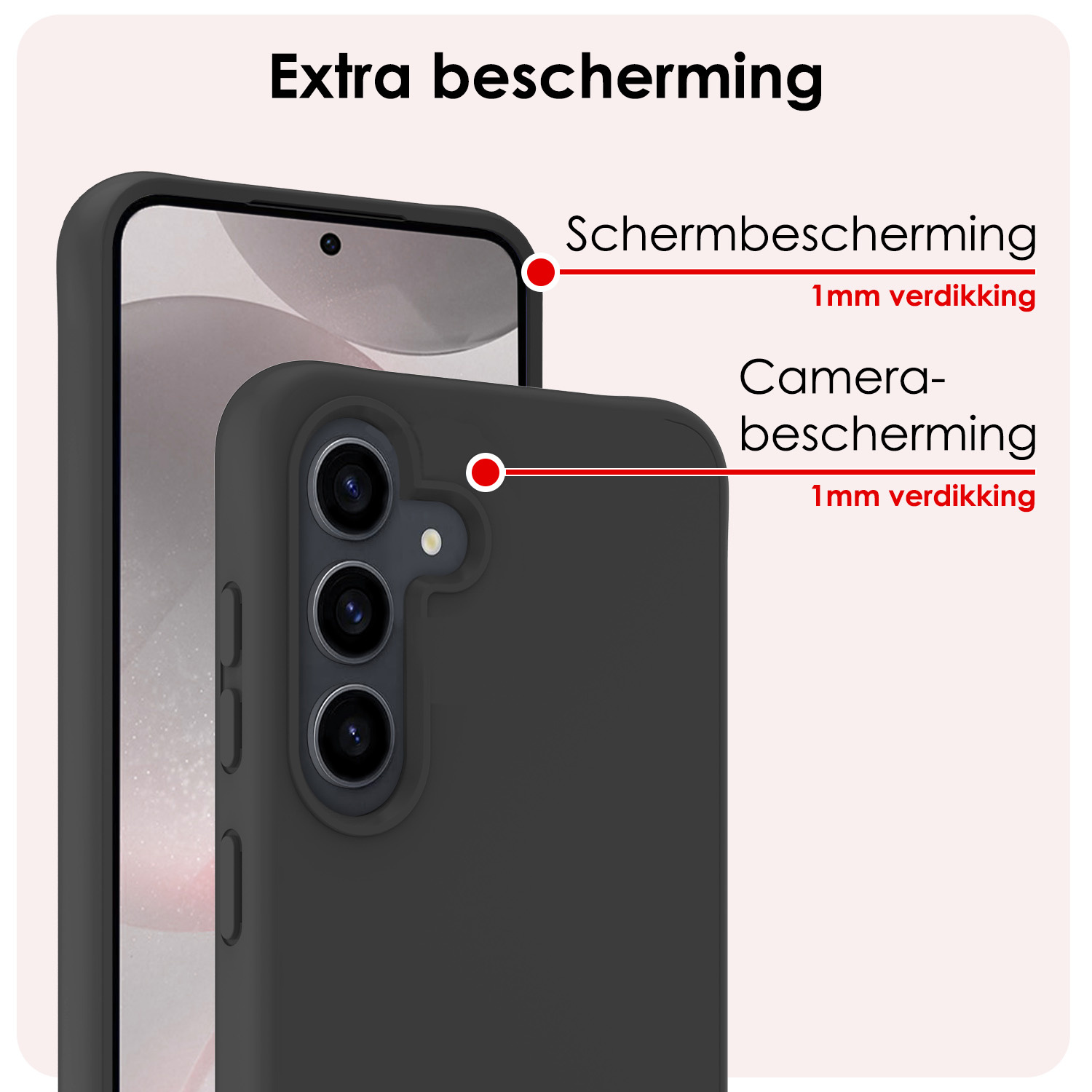 NoXx Hoes Geschikt voor Samsung S24 Hoesje Cover Siliconen Back Case Hoes Met Screenprotector - Zwart