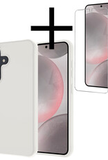 NoXx Hoes Geschikt voor Samsung S24 Hoesje Cover Siliconen Back Case Hoes Met Screenprotector - Wit