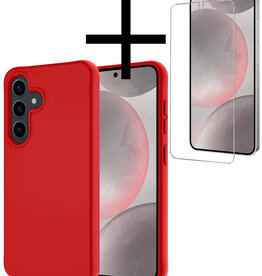 NoXx NoXx Samsung Galaxy S24 Hoesje Siliconen Met Screenprotector - Rood