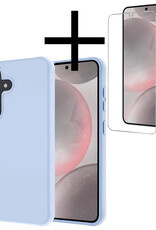 NoXx Hoes Geschikt voor Samsung S24 Hoesje Cover Siliconen Back Case Hoes Met Screenprotector - Lichtblauw