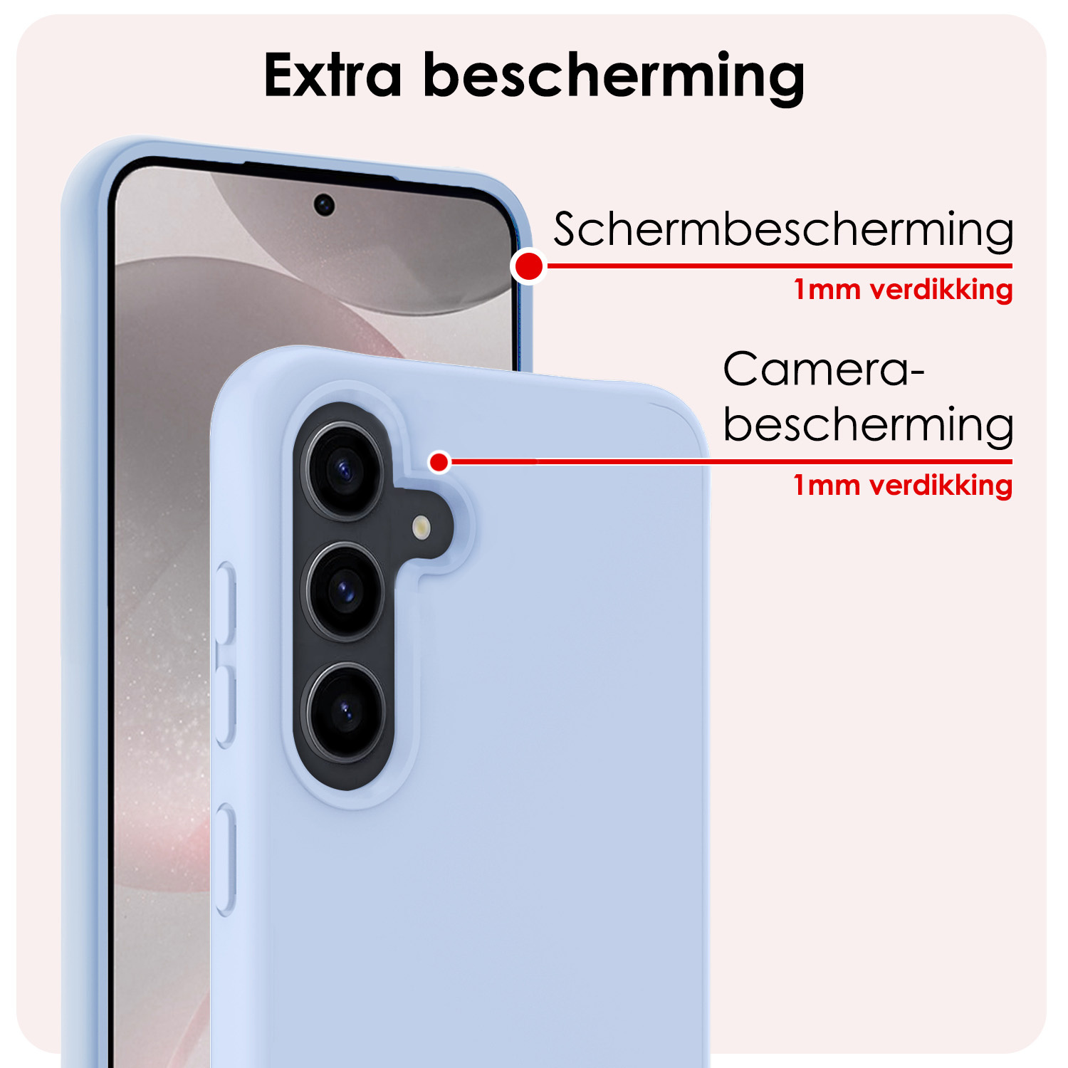 NoXx Hoes Geschikt voor Samsung S24 Hoesje Cover Siliconen Back Case Hoes Met Screenprotector - Lichtblauw