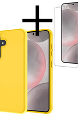 NoXx Hoes Geschikt voor Samsung S24 Hoesje Cover Siliconen Back Case Hoes Met Screenprotector - Geel