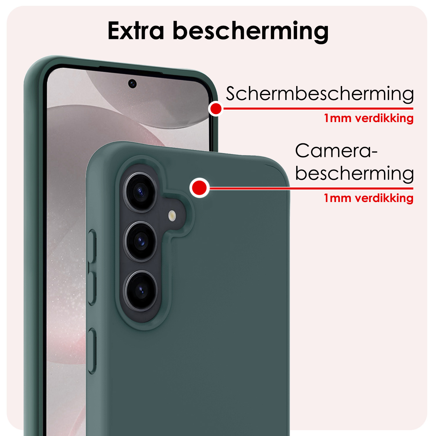 NoXx Hoes Geschikt voor Samsung S24 Hoesje Cover Siliconen Back Case Hoes Met Screenprotector - Donkergroen