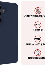 NoXx Hoes Geschikt voor Samsung S24 Hoesje Cover Siliconen Back Case Hoes Met Screenprotector - Donkerblauw