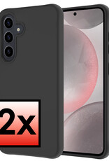 NoXx Hoes Geschikt voor Samsung S24 Hoesje Cover Siliconen Back Case Hoes - Zwart - 2x