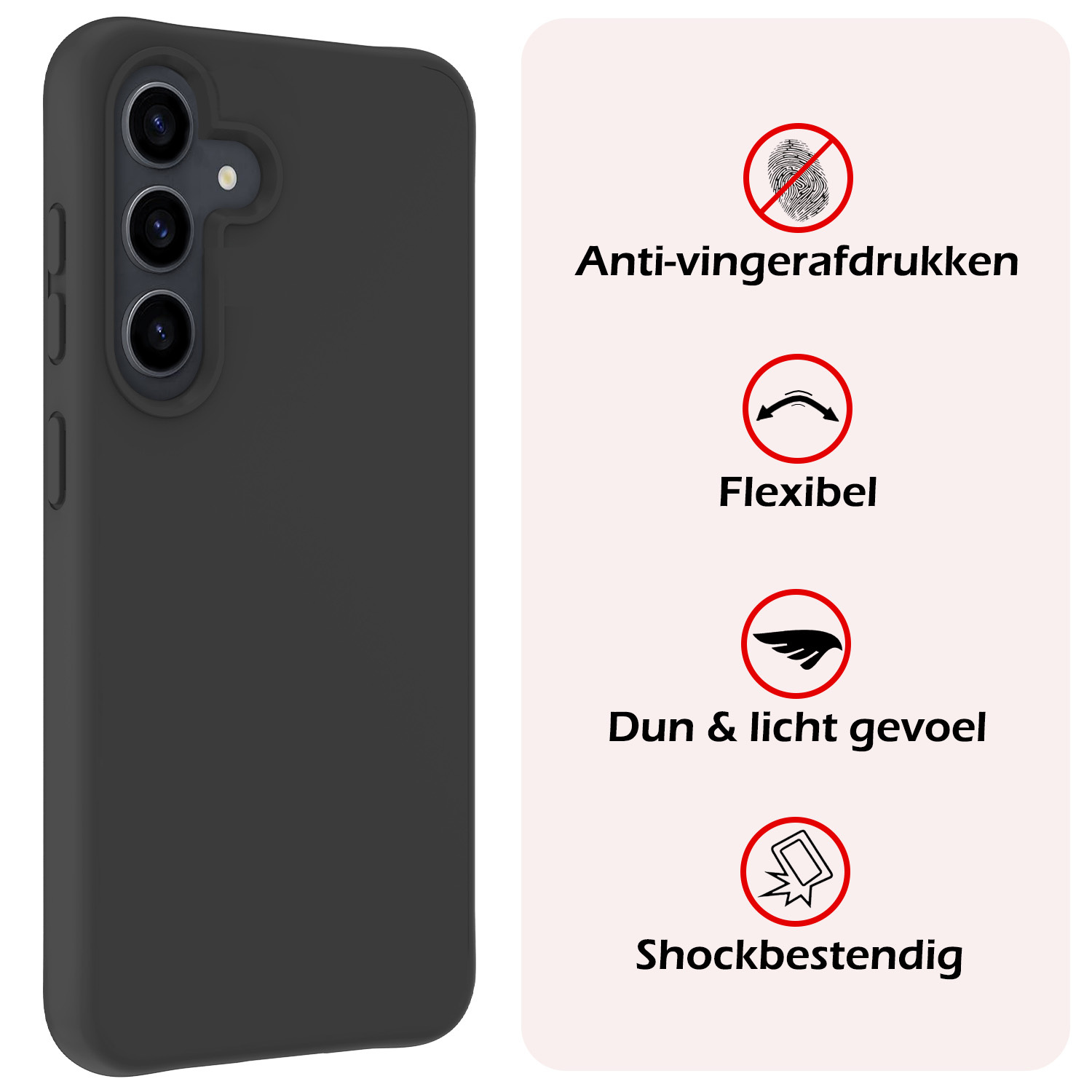 NoXx Hoes Geschikt voor Samsung S24 Hoesje Cover Siliconen Back Case Hoes - Zwart - 2x