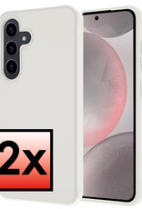 NoXx Hoes Geschikt voor Samsung S24 Hoesje Cover Siliconen Back Case Hoes - Wit - 2x