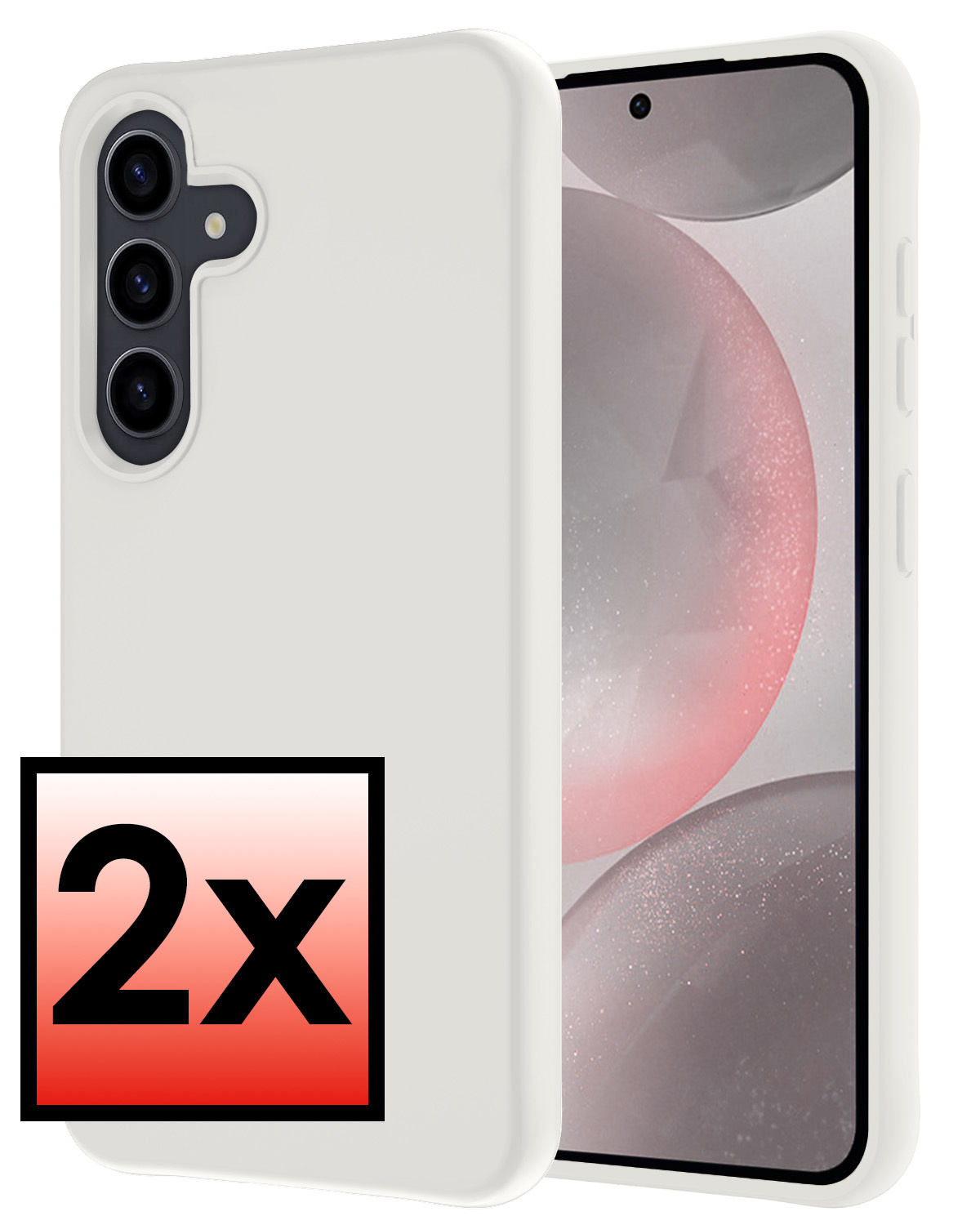 NoXx Hoes Geschikt voor Samsung S24 Hoesje Cover Siliconen Back Case Hoes - Wit - 2x