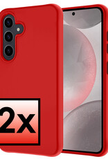 NoXx Hoes Geschikt voor Samsung S24 Hoesje Cover Siliconen Back Case Hoes - Rood - 2x