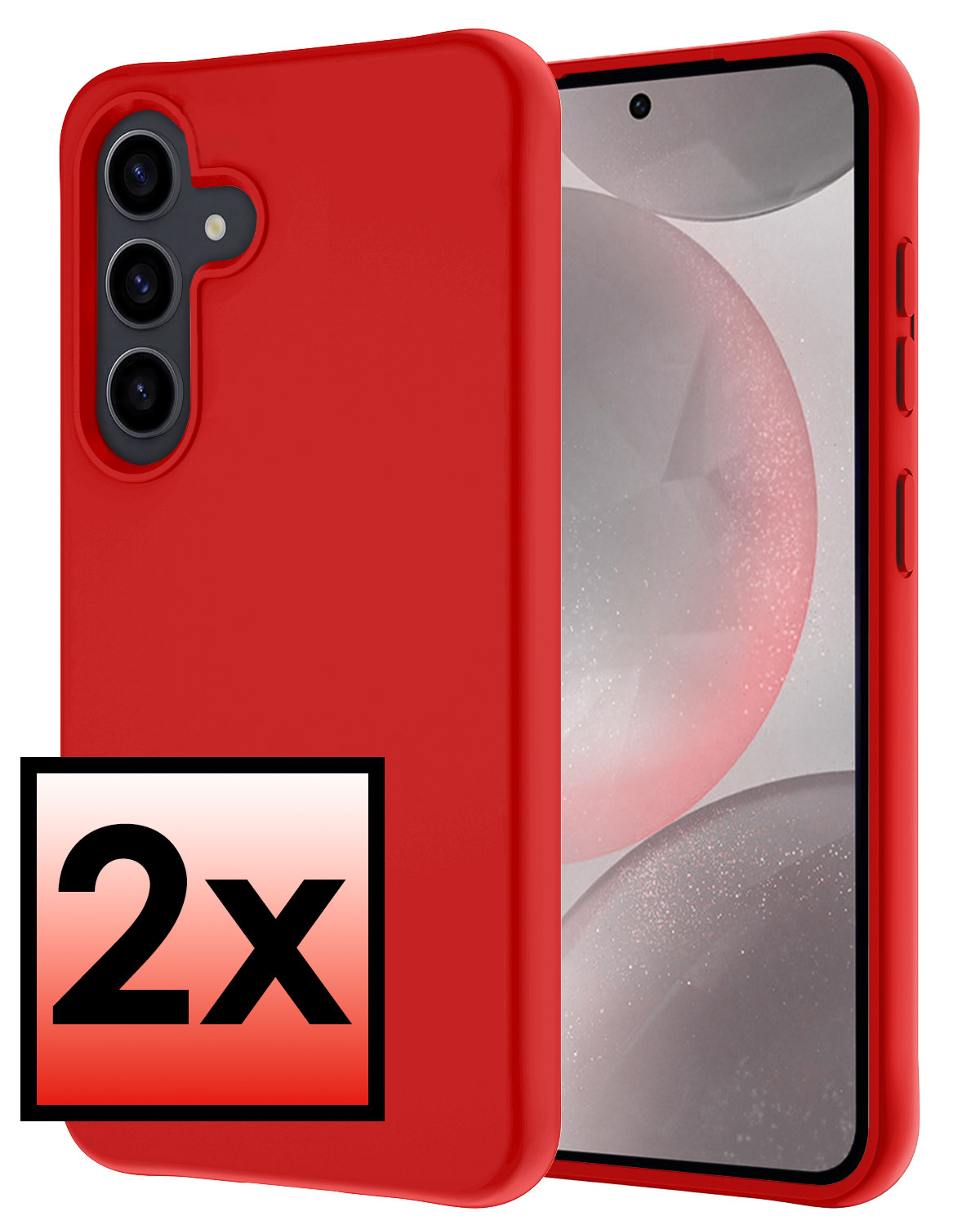 NoXx Hoes Geschikt voor Samsung S24 Hoesje Cover Siliconen Back Case Hoes - Rood - 2x