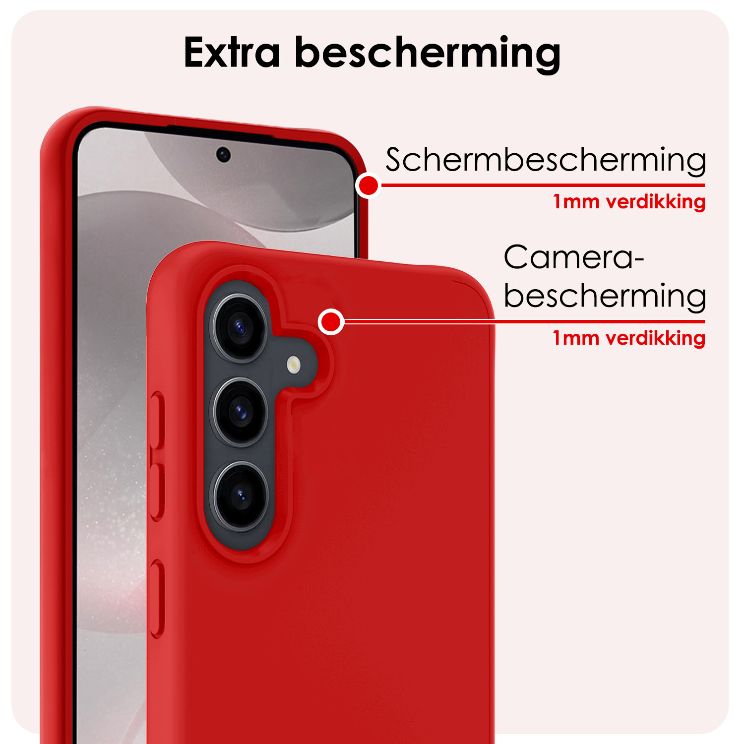 NoXx Hoes Geschikt voor Samsung S24 Hoesje Cover Siliconen Back Case Hoes - Rood - 2x