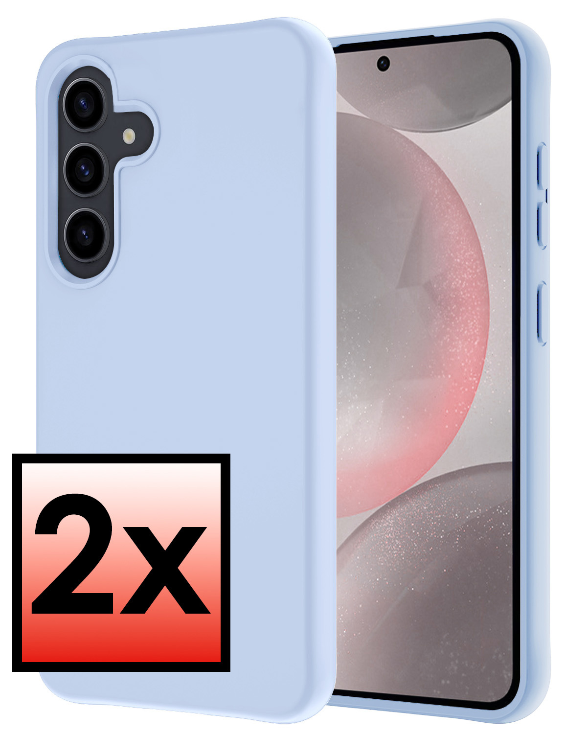 NoXx Hoes Geschikt voor Samsung S24 Hoesje Cover Siliconen Back Case Hoes - Lichtblauw - 2x