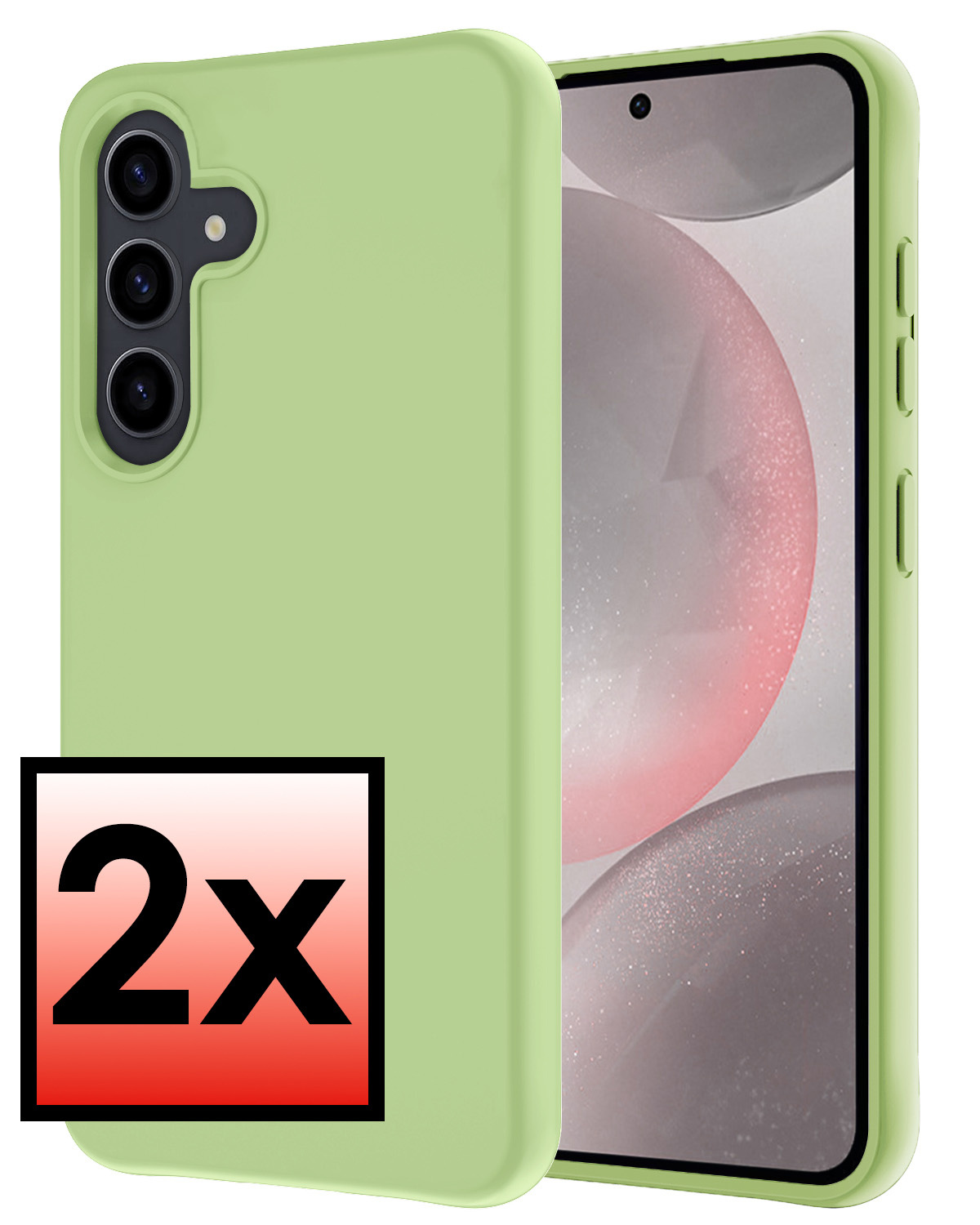 NoXx Hoes Geschikt voor Samsung S24 Hoesje Cover Siliconen Back Case Hoes - Groen - 2x