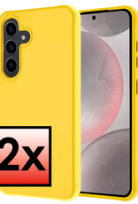NoXx Hoes Geschikt voor Samsung S24 Hoesje Cover Siliconen Back Case Hoes - Geel - 2x