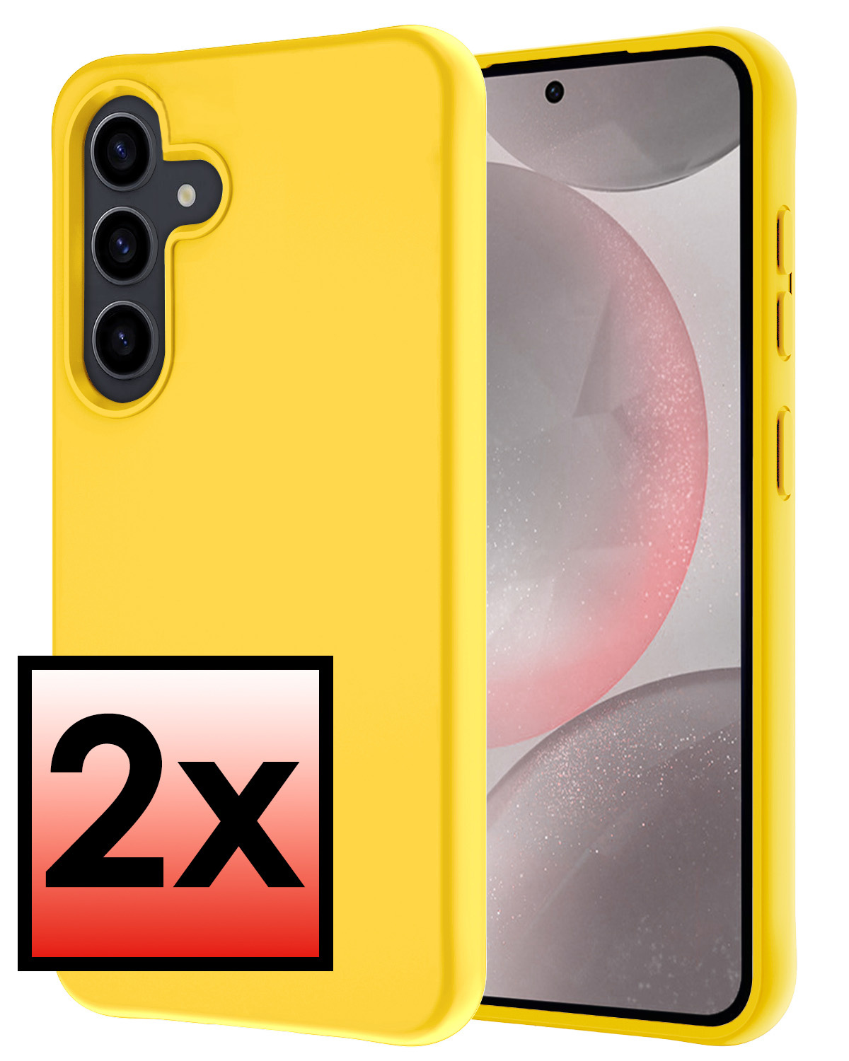 NoXx Hoes Geschikt voor Samsung S24 Hoesje Cover Siliconen Back Case Hoes - Geel - 2x