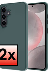 NoXx Hoes Geschikt voor Samsung S24 Hoesje Cover Siliconen Back Case Hoes - Donkergroen - 2x