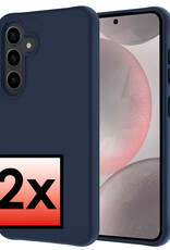 NoXx Hoes Geschikt voor Samsung S24 Hoesje Cover Siliconen Back Case Hoes - Donkerblauw - 2x