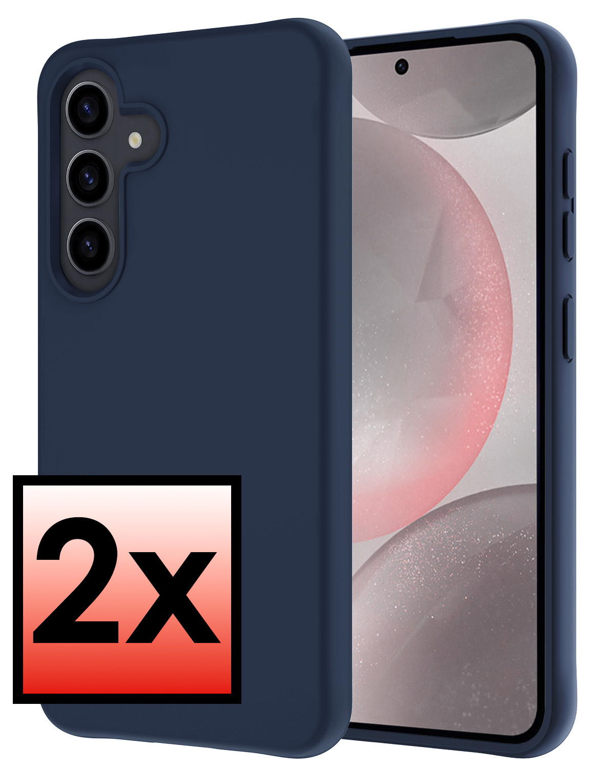 NoXx Hoes Geschikt voor Samsung S24 Hoesje Cover Siliconen Back Case Hoes - Donkerblauw - 2x