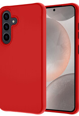 NoXx Hoes Geschikt voor Samsung S24 Hoesje Cover Siliconen Back Case Hoes - Rood