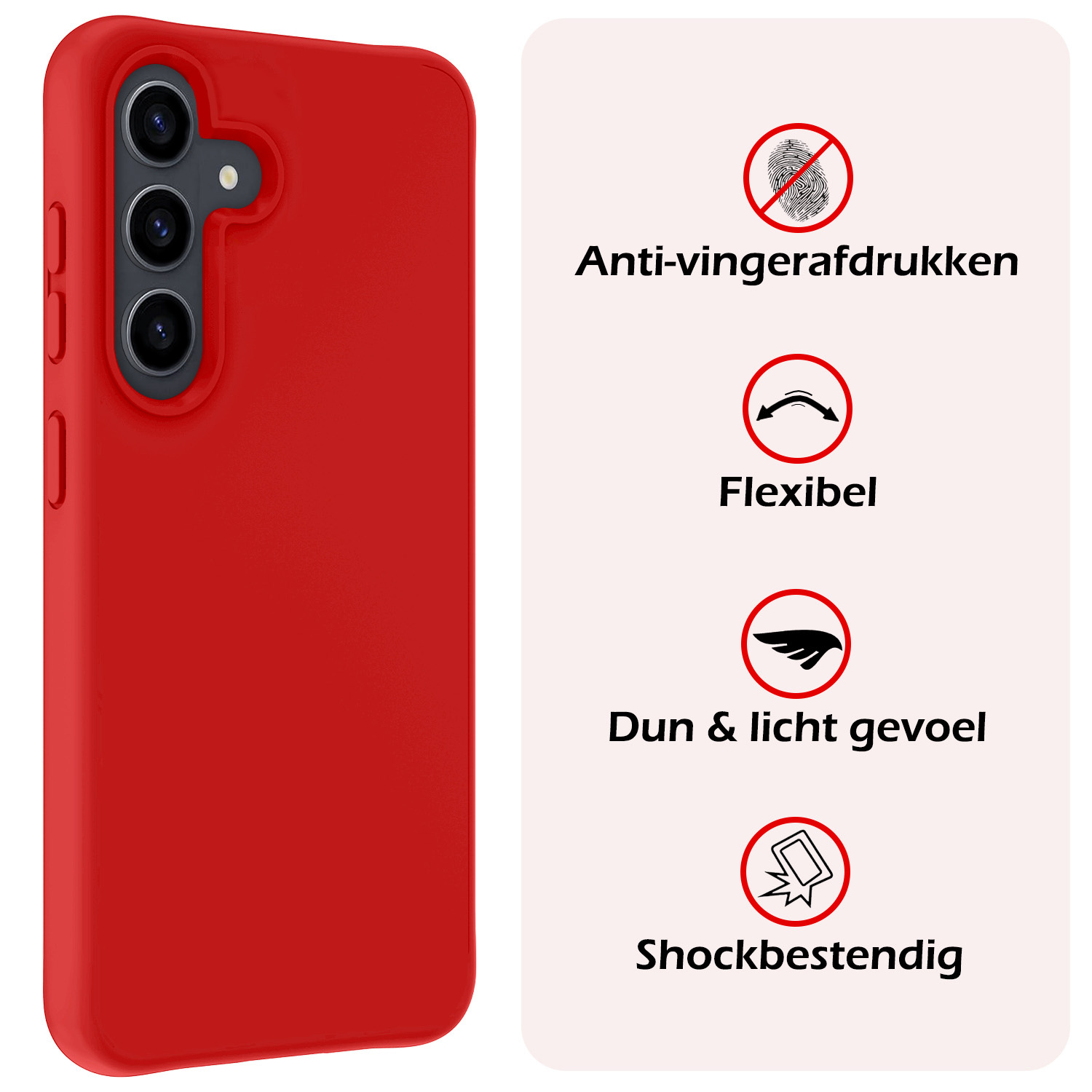 NoXx Hoes Geschikt voor Samsung S24 Hoesje Cover Siliconen Back Case Hoes - Rood