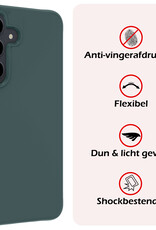 NoXx Hoes Geschikt voor Samsung S24 Hoesje Cover Siliconen Back Case Hoes - Donkergroen