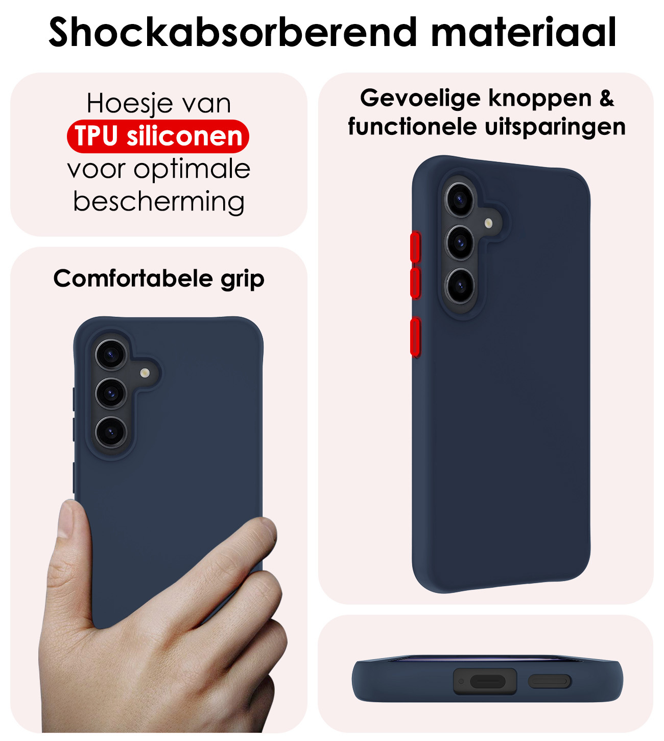 NoXx Hoes Geschikt voor Samsung S24 Hoesje Cover Siliconen Back Case Hoes - Donkerblauw