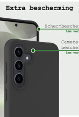 BASEY. Hoes Geschikt voor Samsung S24 Plus Hoesje Siliconen Back Cover Case Met 2x Screenprotector - Hoesje Geschikt voor Samsung Galaxy S24 Plus Hoes Cover Hoesje - Zwart
