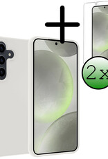 BASEY. Hoes Geschikt voor Samsung S24 Plus Hoesje Siliconen Back Cover Case Met 2x Screenprotector - Hoesje Geschikt voor Samsung Galaxy S24 Plus Hoes Cover Hoesje - Wit