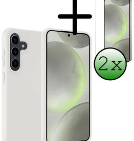 BASEY. BASEY. Samsung Galaxy S24 Plus Hoesje Siliconen Met 2x Screenprotector - Wit