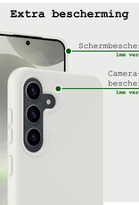 BASEY. Hoes Geschikt voor Samsung S24 Plus Hoesje Siliconen Back Cover Case Met 2x Screenprotector - Hoesje Geschikt voor Samsung Galaxy S24 Plus Hoes Cover Hoesje - Wit