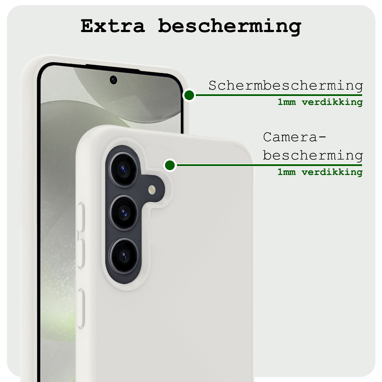 BASEY. Hoes Geschikt voor Samsung S24 Plus Hoesje Siliconen Back Cover Case Met 2x Screenprotector - Hoesje Geschikt voor Samsung Galaxy S24 Plus Hoes Cover Hoesje - Wit