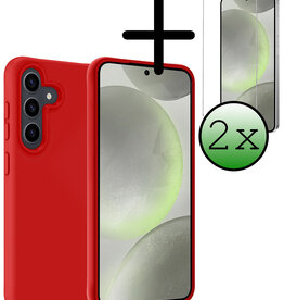 BASEY. BASEY. Samsung Galaxy S24 Plus Hoesje Siliconen Met 2x Screenprotector - Rood