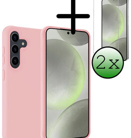BASEY. BASEY. Samsung Galaxy S24 Plus Hoesje Siliconen Met 2x Screenprotector - Lichtroze