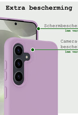 BASEY. Hoes Geschikt voor Samsung S24 Plus Hoesje Siliconen Back Cover Case Met 2x Screenprotector - Hoesje Geschikt voor Samsung Galaxy S24 Plus Hoes Cover Hoesje - Lila