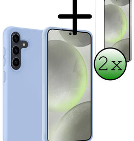 BASEY. BASEY. Samsung Galaxy S24 Plus Hoesje Siliconen Met 2x Screenprotector - Lichtblauw