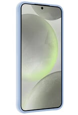 BASEY. Hoes Geschikt voor Samsung S24 Plus Hoesje Siliconen Back Cover Case Met 2x Screenprotector - Hoesje Geschikt voor Samsung Galaxy S24 Plus Hoes Cover Hoesje - Lichtblauw