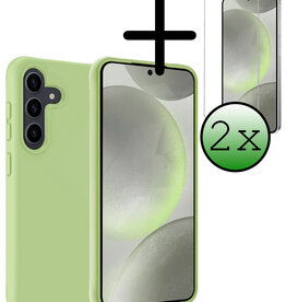 BASEY. BASEY. Samsung Galaxy S24 Plus Hoesje Siliconen Met 2x Screenprotector - Groen