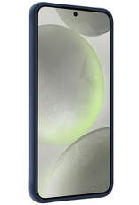 BASEY. Hoes Geschikt voor Samsung S24 Plus Hoesje Siliconen Back Cover Case Met 2x Screenprotector - Hoesje Geschikt voor Samsung Galaxy S24 Plus Hoes Cover Hoesje - Donkerblauw