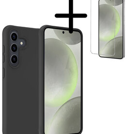 BASEY. BASEY. Samsung Galaxy S24 Plus Hoesje Siliconen Met Screenprotector - Zwart