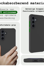 BASEY. Hoes Geschikt voor Samsung S24 Plus Hoesje Siliconen Back Cover Case Met Screenprotector - Hoesje Geschikt voor Samsung Galaxy S24 Plus Hoes Cover Hoesje - Zwart