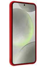 BASEY. Hoes Geschikt voor Samsung S24 Plus Hoesje Siliconen Back Cover Case Met Screenprotector - Hoesje Geschikt voor Samsung Galaxy S24 Plus Hoes Cover Hoesje - Rood